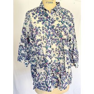 Coldwater Creek No Iron Floral 3/4 Sleeve Shirt 1X